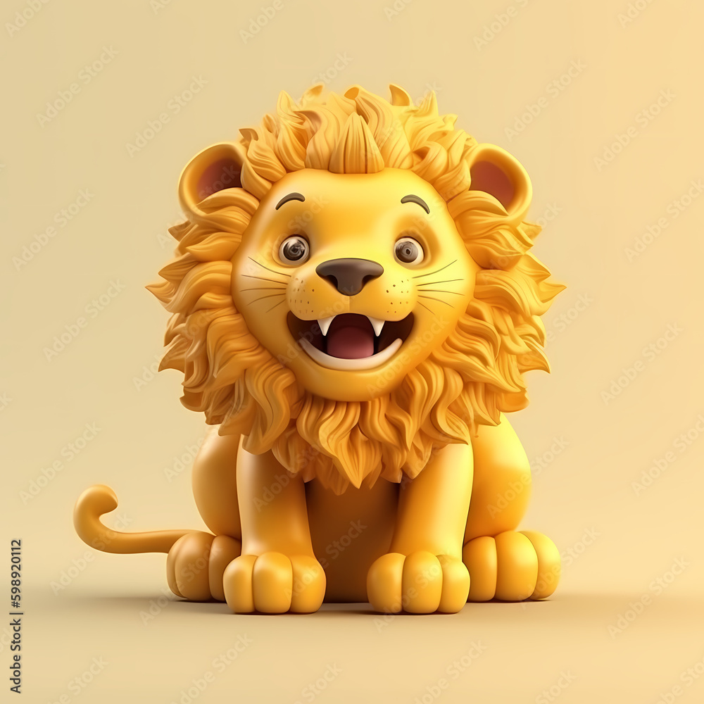 Lion Cute 3D. Generative AI
