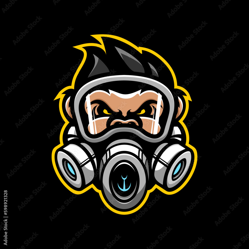 face vector wearing gas mask, game vector