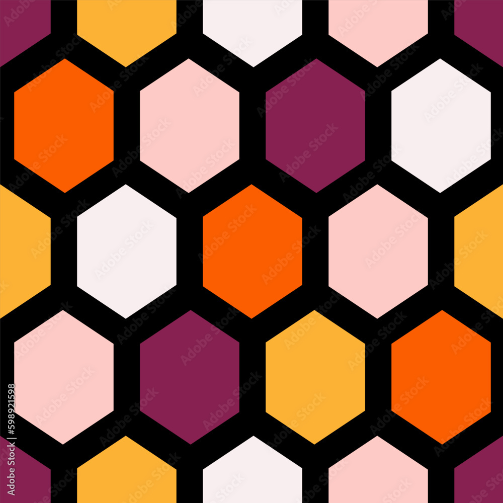 Seamless pattern with colorful honeycomb
