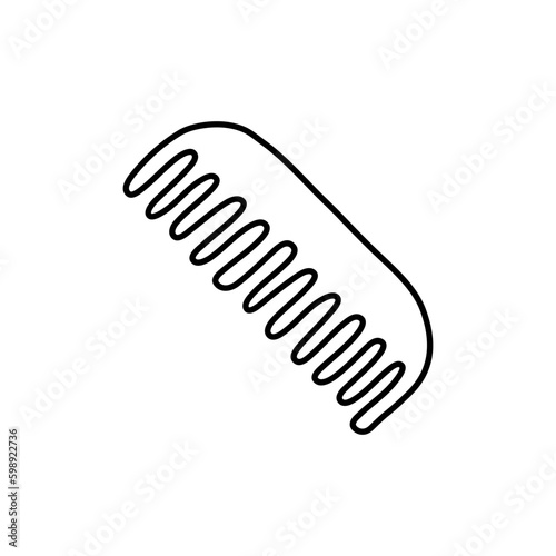 Simple outline doodle hair comb icon isolated on white background.