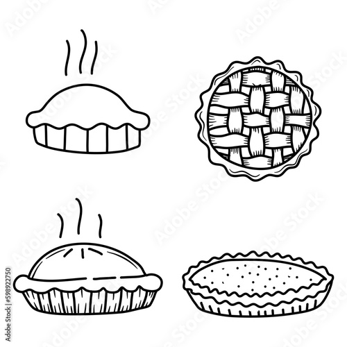 Set of illustration Homemade pie hand drawn sketch dessert.