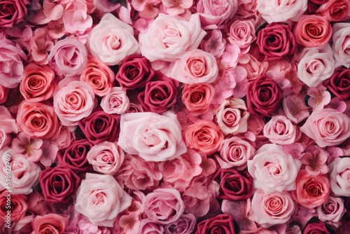pink roses background, ai generative © nataliya_ua