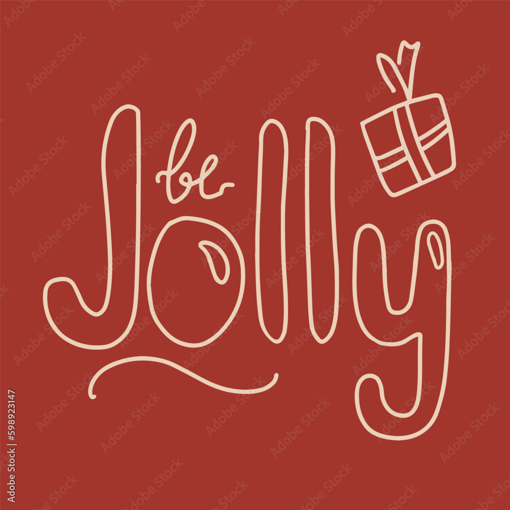 Christmas and new year card with be jolly lettering in retro style Christmas and new year card with be jolly lettering in retro style