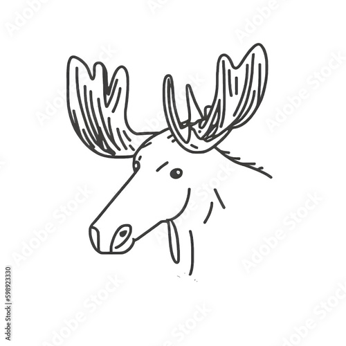 Elch/ Moose - Single Line Ink Sketch