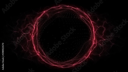 Abstract sphere with connecting dots. Wireframe technology sphere of particles. Big data visualization. 3d rendering.