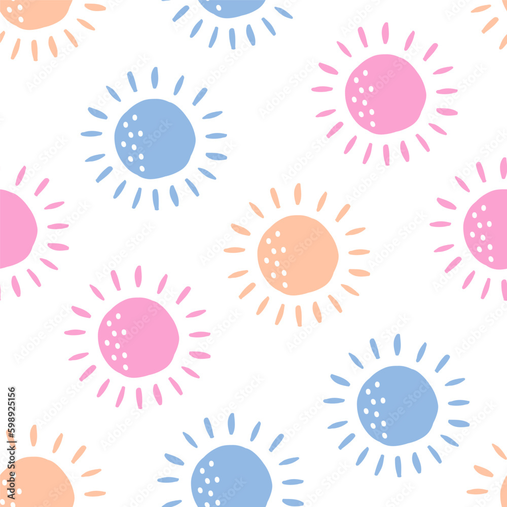 Seamless pattern with colorful sun Seamless pattern with colorful sun