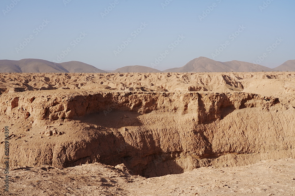 Precipice in african Tissint canyon in Morocco Precipice in african Tissint canyon in Morocco