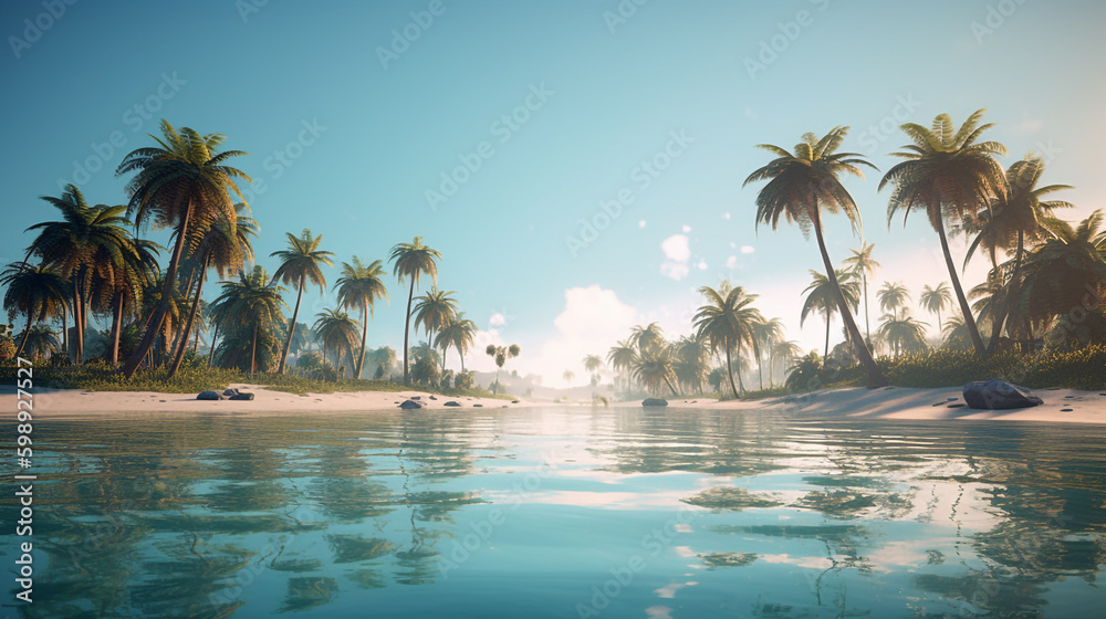 summer beach tropical. Generative AI summer beach tropical. Generative AI
