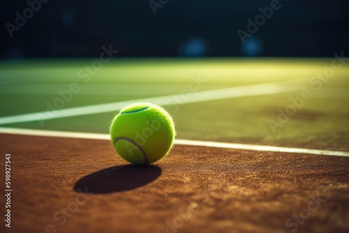 tennis ball on court, ai generative © nataliya_ua