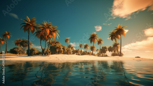 summer beach tropical. Generative AI