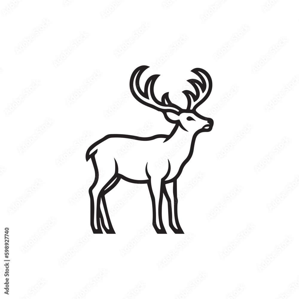 Fototapeta premium deer outline line art - deer logo - vector icon