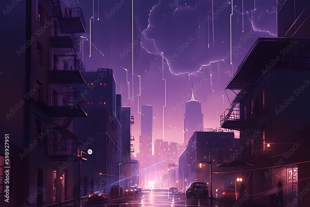 Enchanting City Nightscape: A Stunning Concept Art of Starry Skies and Urban Landscapes