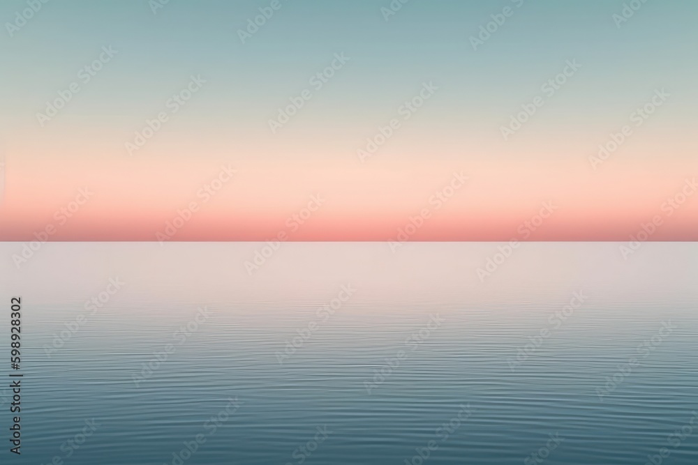 Beautiful sunset over the sea. Landscape with sea and sky, generative Ai