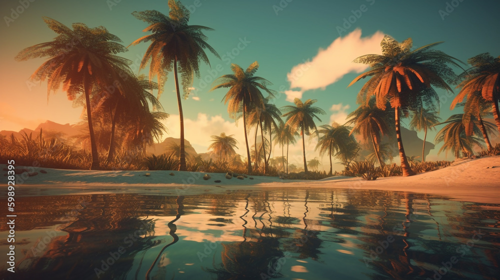summer beach tropical. Generative AI