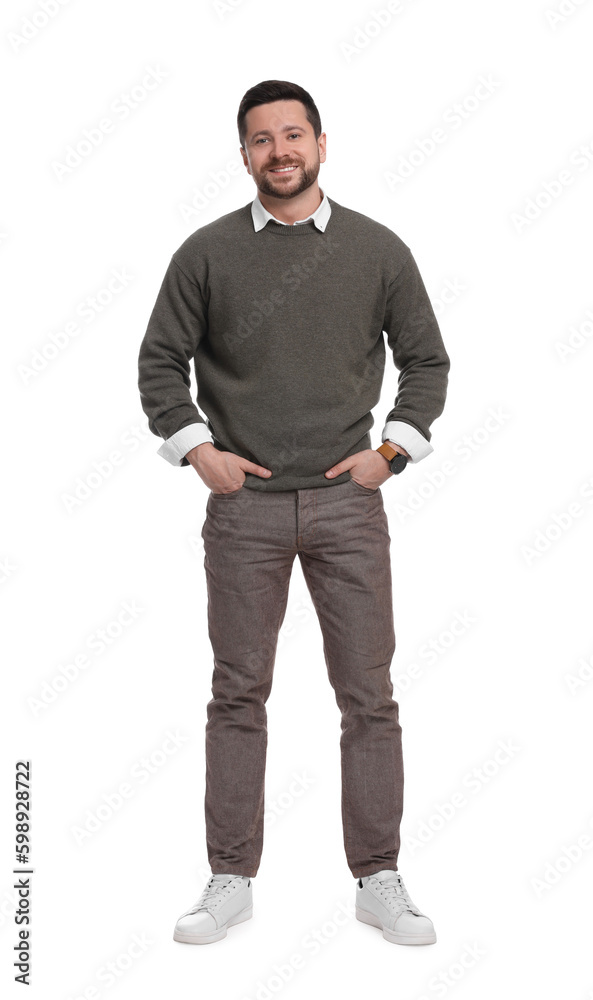 Full length portrait of handsome bearded businessman on white background Full length portrait of handsome bearded businessman on white background