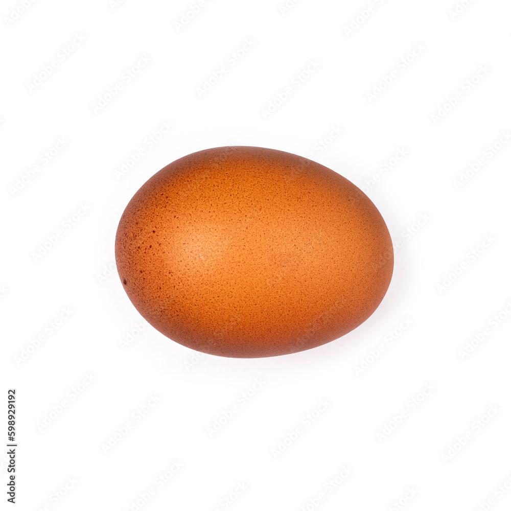 A brown egg, top view, isolated on a white background A brown egg, top view, isolated on a white background