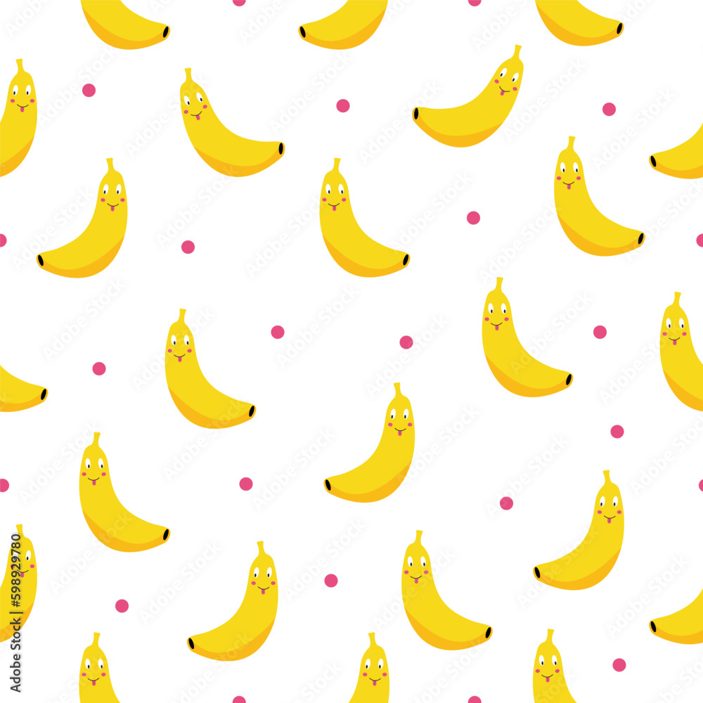 Bananas pattern. Vector graphics in cartoon style
