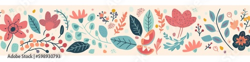 Wallpaper Mural watercolor floral illustration spring summer flower art leaf pattern decoration. Generative AI. Generative AI Torontodigital.ca