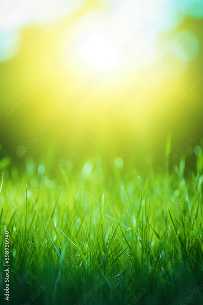 Fresh green grass background in sunny summer day. A natural spring ...