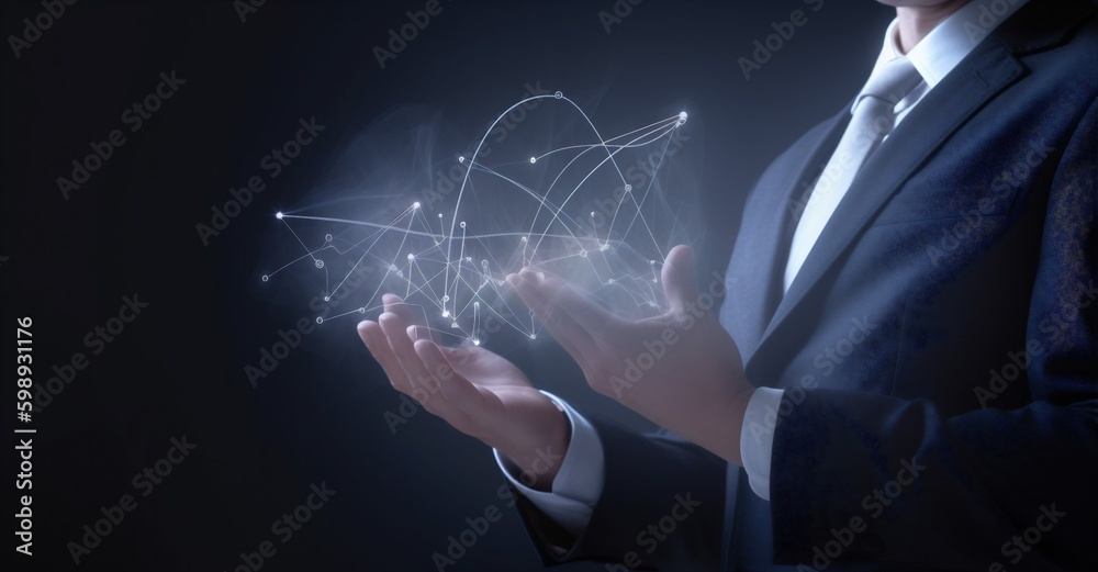 technology concept analysis hand network cyberspace chart business virtual graph. Generative AI. Generative AI technology concept analysis hand network cyberspace chart business virtual graph. Generative AI. Generative AI