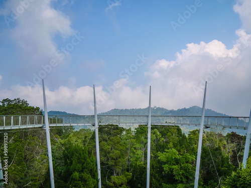 A scenic view of the Curtis Crest Treetop Walk at The Habitat Penang Hill in George Town, Malaysia.