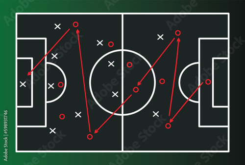 Hand drawn soccer game scheme  Soccer strategy  football game tactic drawing on blackboard