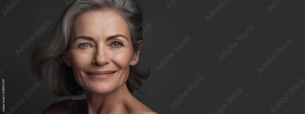 An attractive mature woman studio portrait. Generative AI An attractive mature woman studio portrait. Generative AI