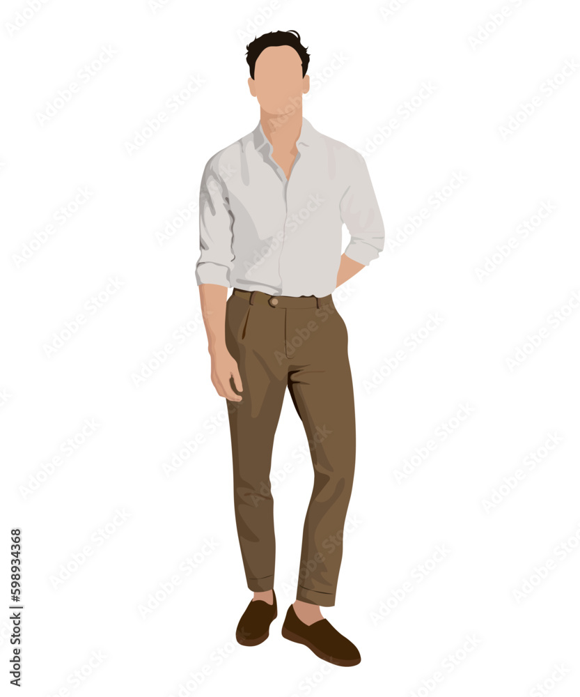 A man in a business suit on a white background. Vector illustration in flat style