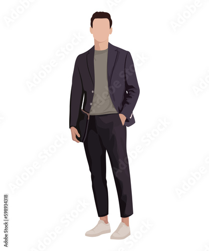 A man in a business suit on a white background. Vector illustration in flat style