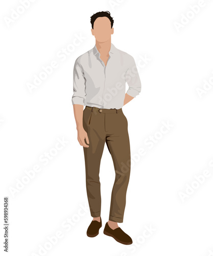 A man in a business suit on a white background. Vector illustration in flat style