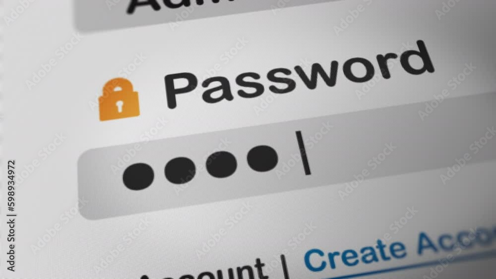 Animation of Someone Typing Password into Password Field, Fictitious Data Created Exclusively for This Concept Footage Animation of Someone Typing Password into Password Field, Fictitious Data Created Exclusively for This Concept Footage