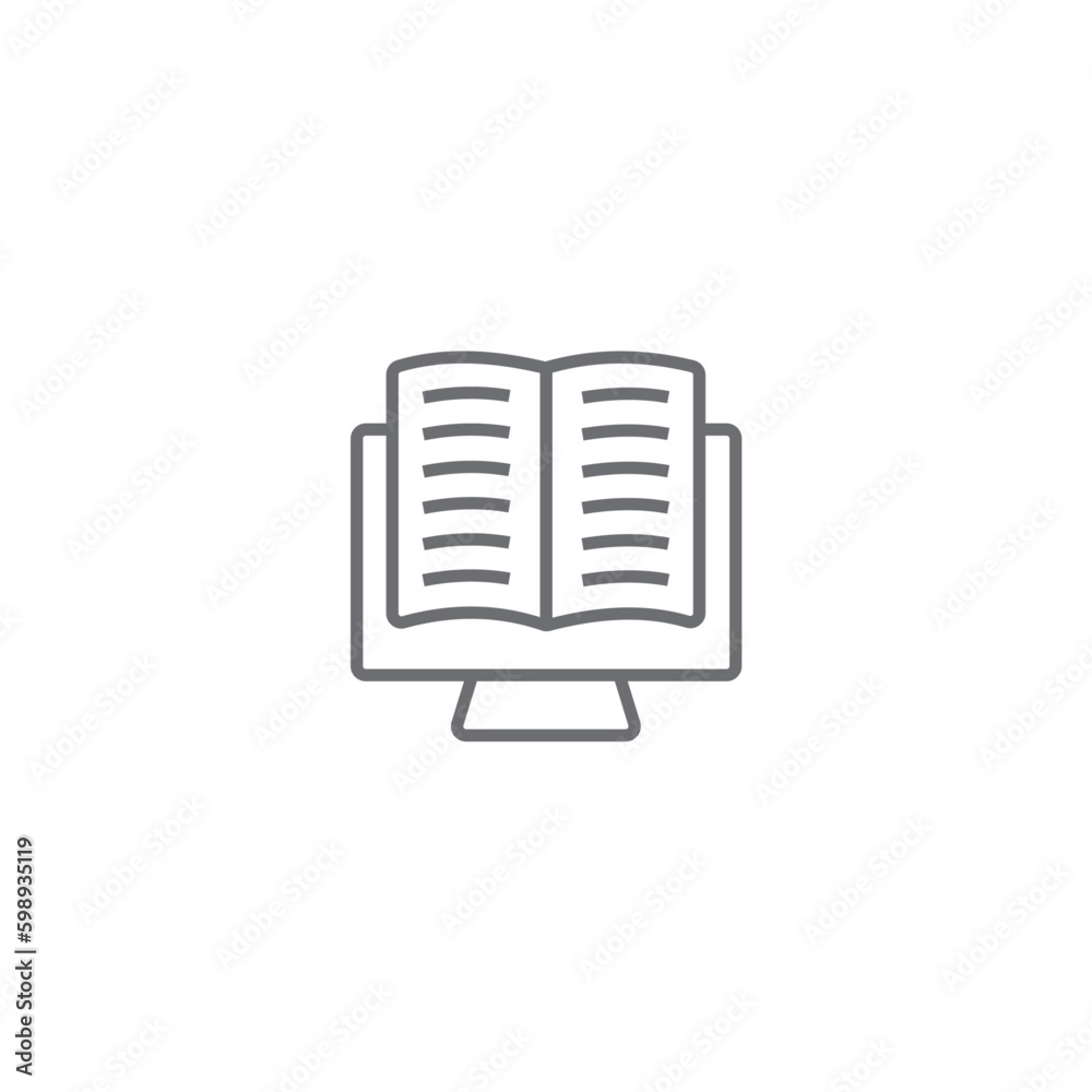 Library Education icon with black outline style. set, education, collection, book, school, study, dictionary. Vector illustration Library Education icon with black outline style. set, education, collection, book, school, study, dictionary. Vector illustration