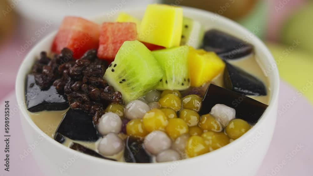 Fruits grass Jelly Iced Milk Tea, burn jelly, Fruits grass Jelly Iced Milk Tea, burn jelly,