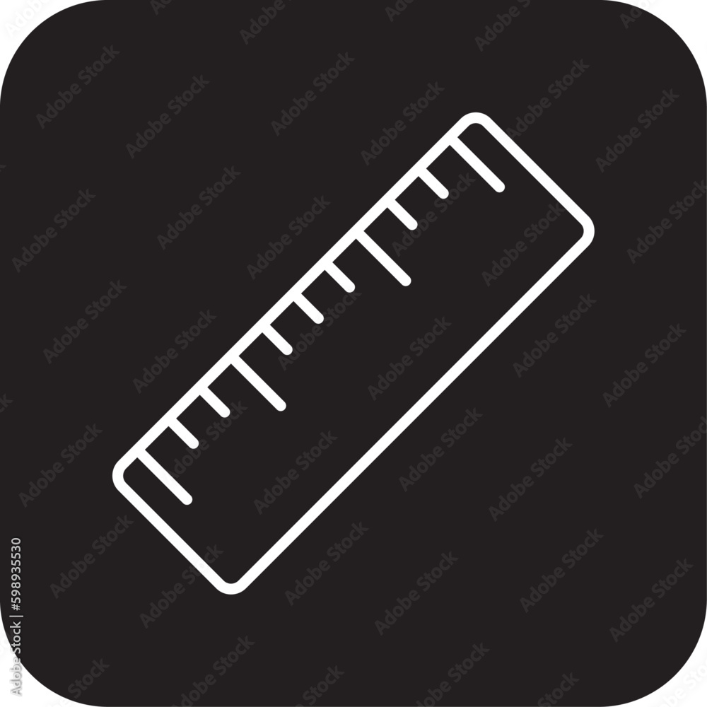Ruler Education icon with black filled line style. line, tool, measure, length, element, scale, centimeter. Vector illustration