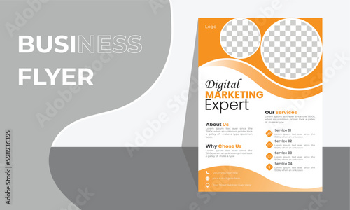 Business Flyer Layout in Orange with White Accents. Creative Corporate & Business Flyer Brochure Template Design, abstract business flyer, vector template design. Brochure design, cover, annual report