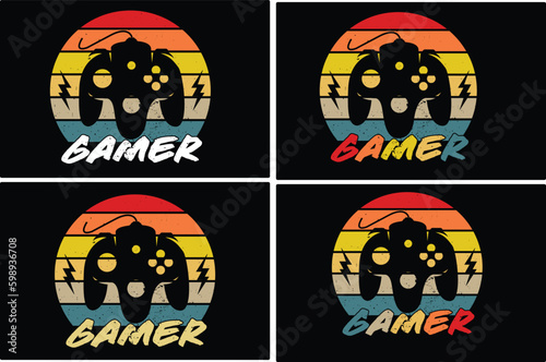 gaming  vector design set , retro gaming Vector design for t shirt
