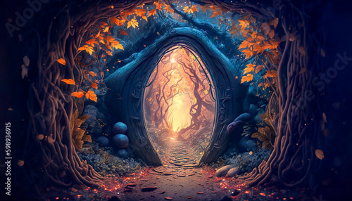 Fantasy Forest Portal Landscape - Generative AI