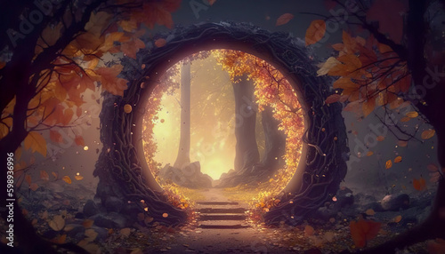 Fantasy Forest Portal Landscape - Generative AI