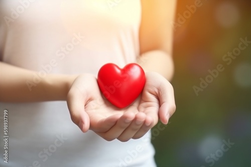 cardiogram woman hold closeup hand valentine donor love red care health. Generative AI. Generative AI