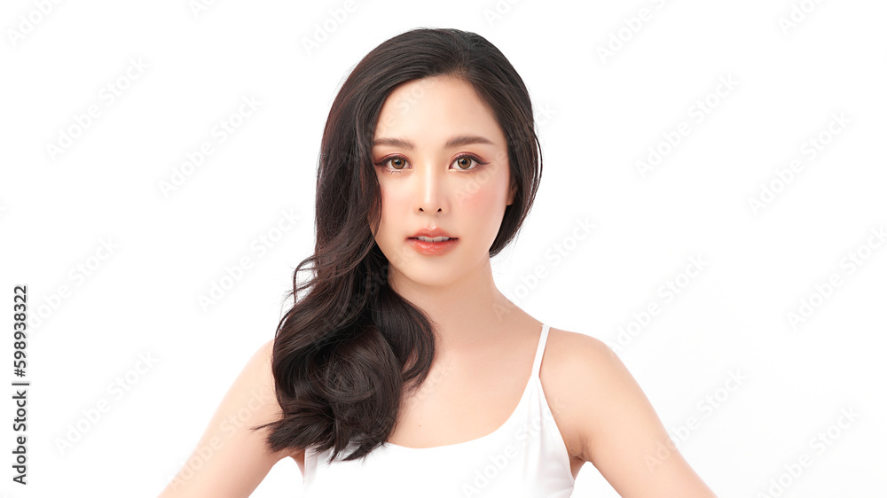 Beautiful young asian woman with clean fresh skin on white background, Face care, Facial treatment, Cosmetology, beauty and spa, Asian women portrait. Beautiful young asian woman with clean fresh skin on white background, Face care, Facial treatment, Cosmetology, beauty and spa, Asian women portrait.