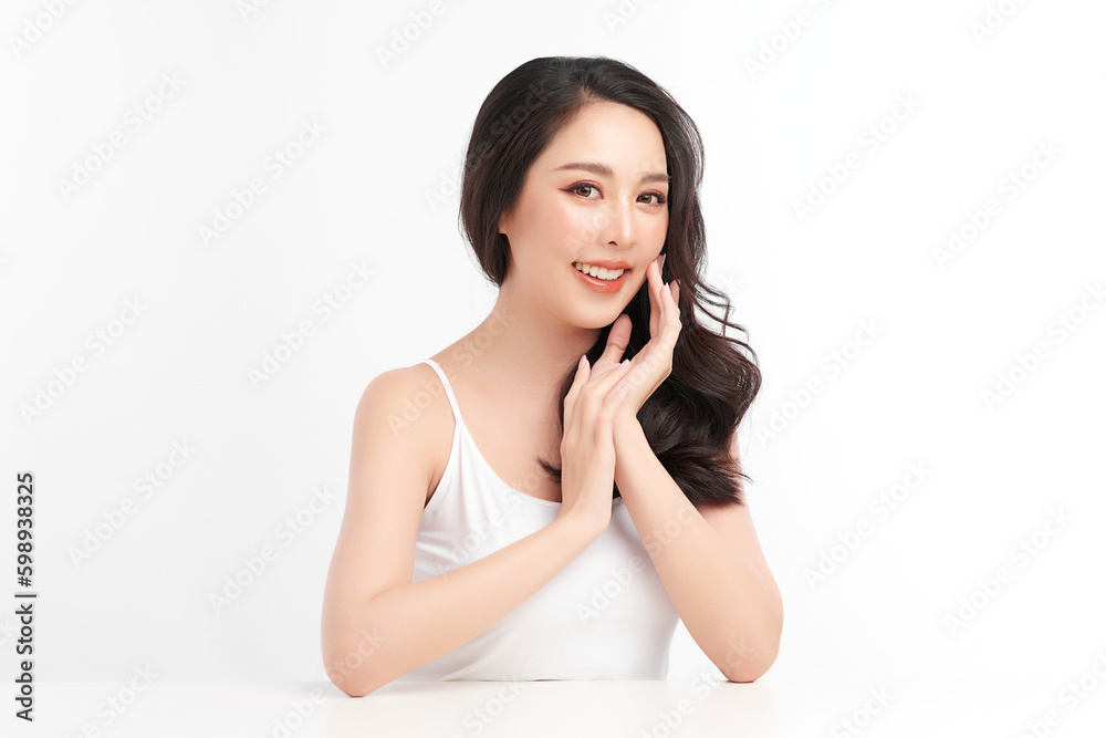 Beautiful young asian woman with clean fresh skin on white background, Face care, Facial treatment, Cosmetology, beauty and spa, Asian women portrait. Beautiful young asian woman with clean fresh skin on white background, Face care, Facial treatment, Cosmetology, beauty and spa, Asian women portrait.