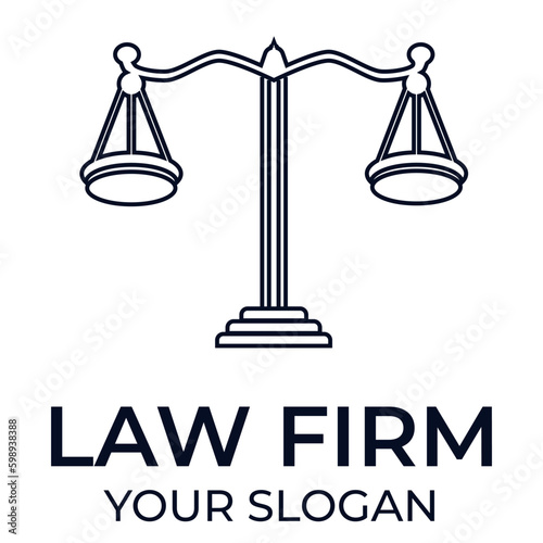 Justice, Scale, and legal icons for Law firm logo. Balance symbol - stock vector  