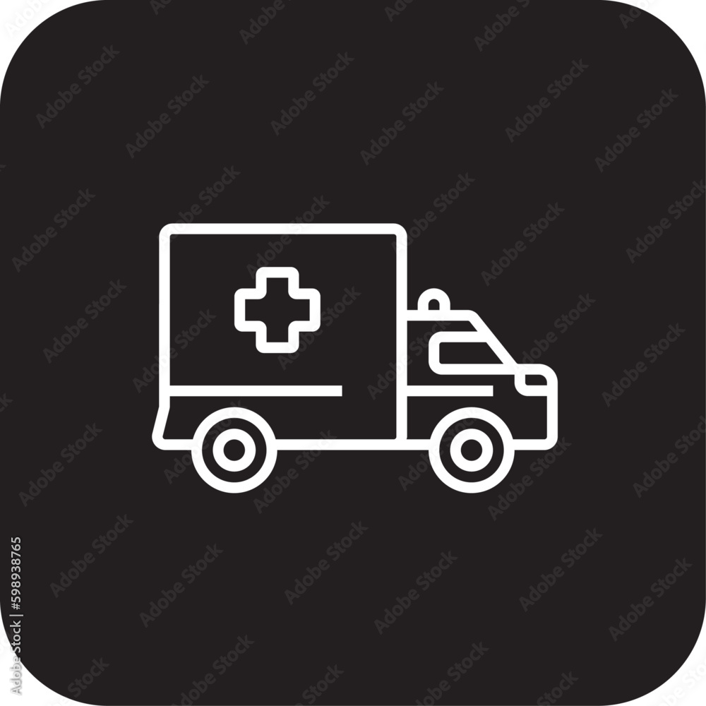 Ambulance Digital Healthcare icon with black filled line style. help, care, rescue, transportation, urgent, service, paramedic. Vector illustration