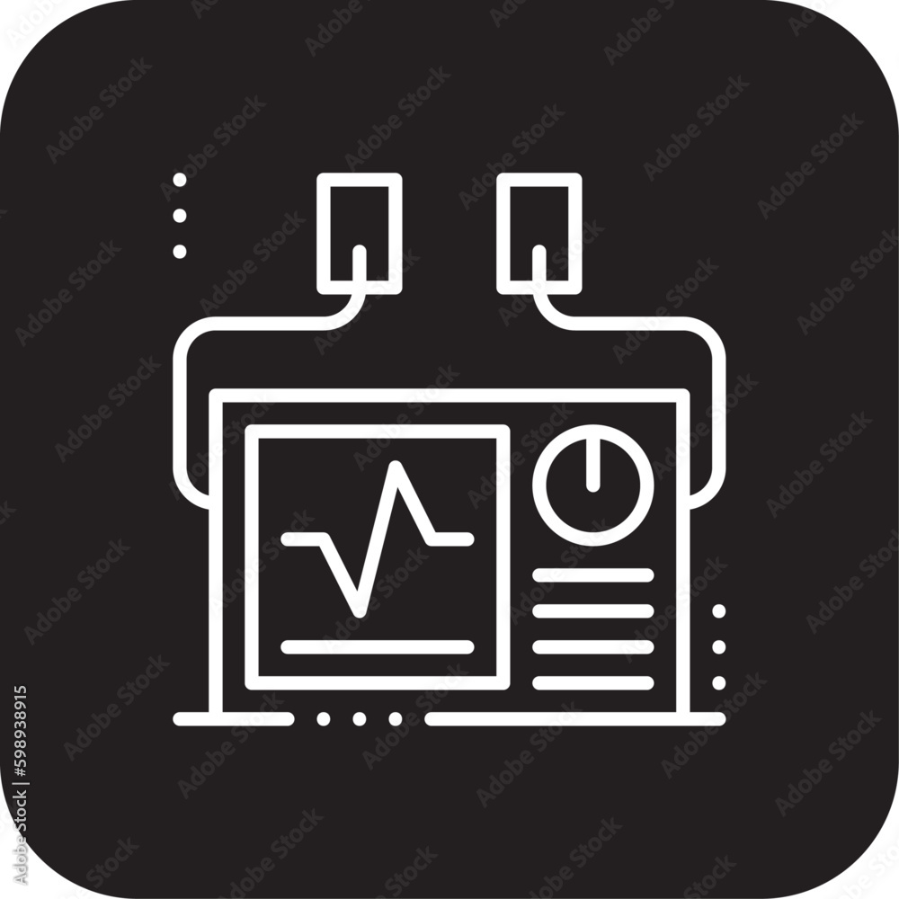 Defibrillator Digital Healthcare icon with black filled line style. emergency, heart, cardiac, external, automated, shock, electrical. Vector illustration Defibrillator Digital Healthcare icon with black filled line style. emergency, heart, cardiac, external, automated, shock, electrical. Vector illustration