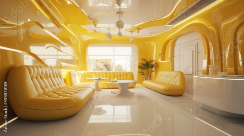 Experience Award-Winning Luxury: Stunning Shiny Walls & Bionic Interiors in 8K HD for Homes, Hotels, and More – Yellow & Mustard Never Looked Better, Generative AI