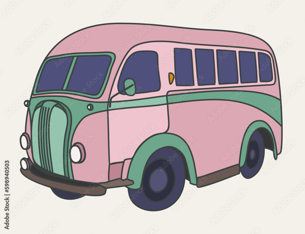 Retro bus. Vector illustration isolated on light background.