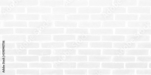 White rustic brick wall tiles. Modern seamless pattern, white brick wall tiles with shadow over the wall. Vector illustration.