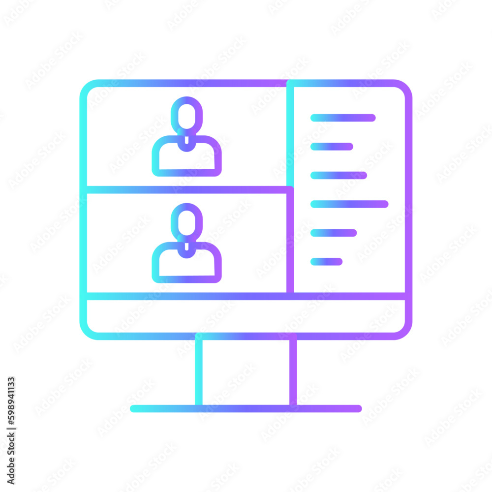 Online Meeting icon with blue duotone style. computer, video, communication, webinar, conference, internet, media. Vector illustration Online Meeting icon with blue duotone style. computer, video, communication, webinar, conference, internet, media. Vector illustration