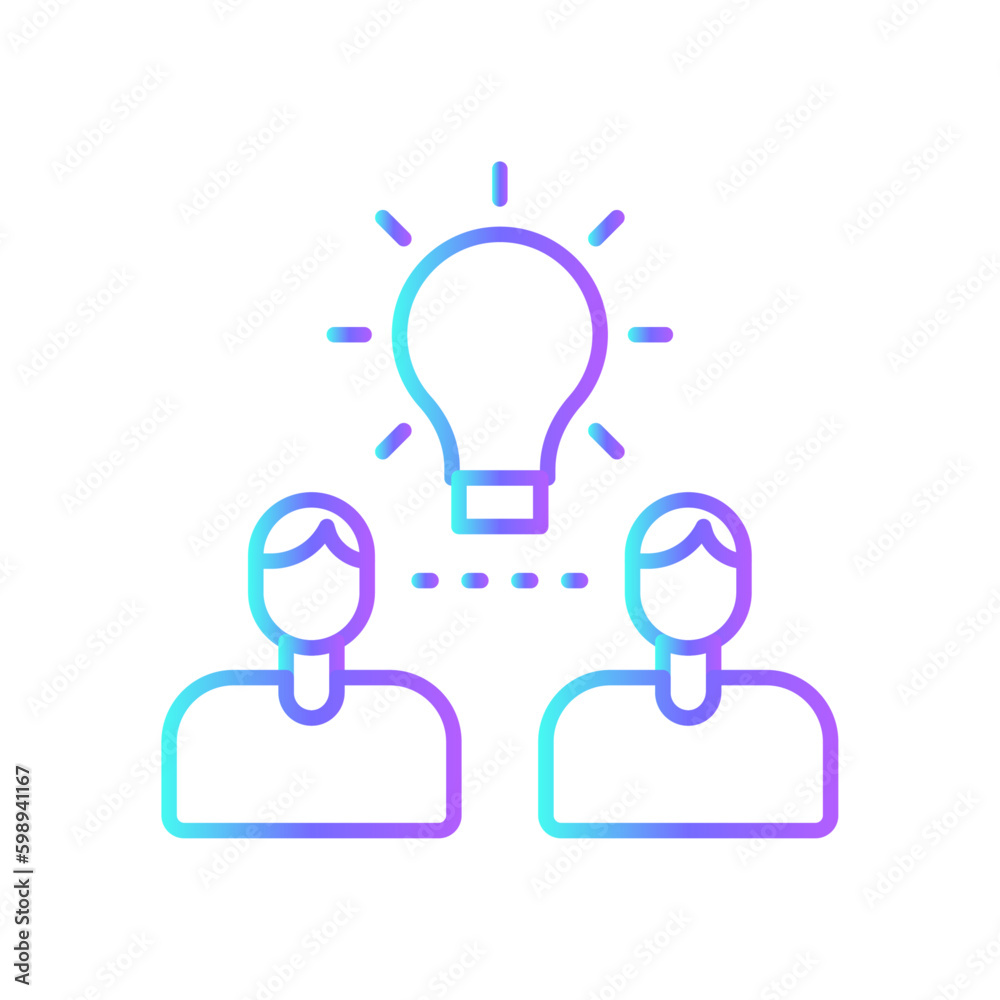 Finding Idea Meeting icon with blue duotone style. solution, concept, innovation, creative, bulb, light, lamp. Vector illustration Finding Idea Meeting icon with blue duotone style. solution, concept, innovation, creative, bulb, light, lamp. Vector illustration