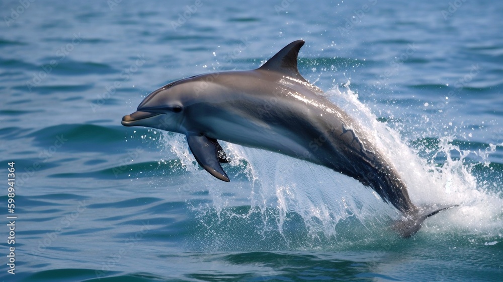 Naklejka premium dolphin jumping out of water generative ai
